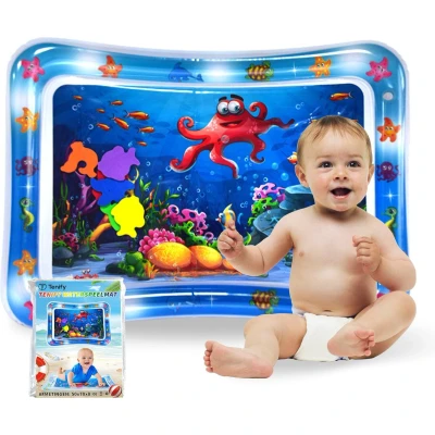 Afbeelding van Tenify Waterspeelmat Watermat Speelkleed Opblaasbaar Tummy Time Baby Speelgoed 0 Jaar Kraamcadeau Blauw