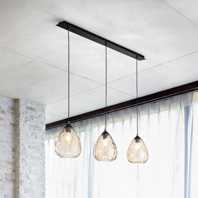 Afbeelding van Hanglamp Gisella, amber, 3 lamps, glas