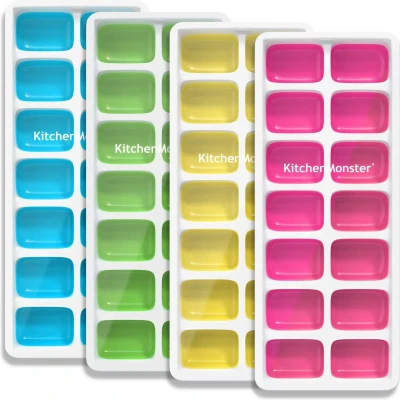 Afbeelding van KitchenMonster® IJsblokjesvorm voor IJsblokjes met deksel silicone Blauw, Groen,