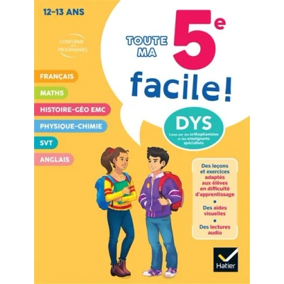 Image de Ma 5e facile ! Tout en un adapté aux enfants dyslexiques (DYS) ou difficulté d&#039;apprentissage