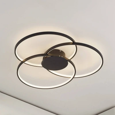 Afbeelding van Lindby Riley LED plafondlamp, dimbaar, zwart
