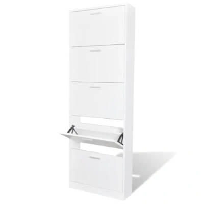 Afbeelding van Schoenenkast 59X17X169 cm Bewerkt Hout Hoogglans wit 59 x 17 169 /