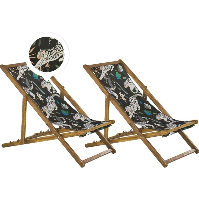 Afbeelding van Beliani ANZIO Strandstoel set van 2 Lichthout/Dieren Polyester