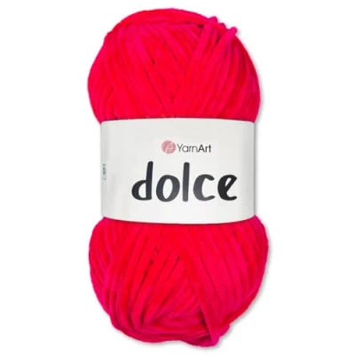 Afbeelding van Frida&#039;s Wollhaus YarnArt Dolce Chenille breiwol, haak en amigurumi garen, 100 g, 64 kleuren, 759 rood roze