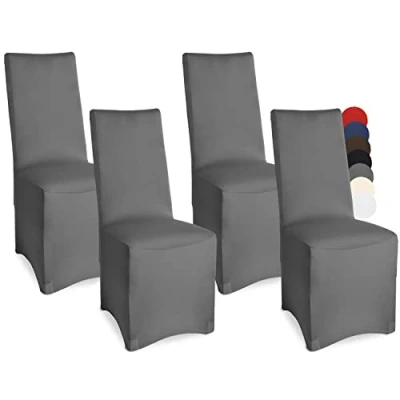 Afbeelding van Beautissu Leona Set van 4 Stoelhoes Stretch 45x90 cm Antraciet Oeko Tex