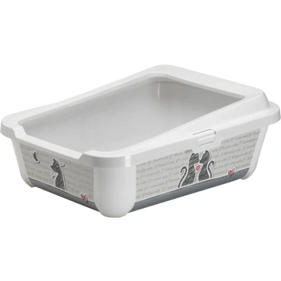 Afbeelding van Moderna Trendy Cat Kattenbak Open + Rand Cats In Love 50 CM
