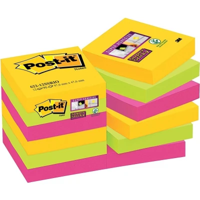 Afbeelding van Memoblok 3M Post it 622 SSRO Super Sticky 47.6x47.6mm Rio