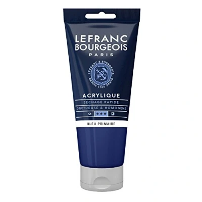 Image de Lefranc Bourgeois peinture acrylique cyan bleu primaire semi opaque satin fine 80 ml