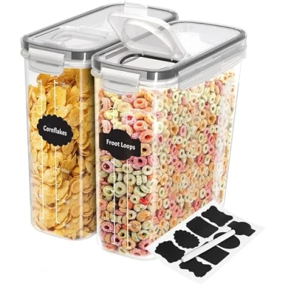 Afbeelding van Opslagcontainer voor granen BPA Vrij Plastic Luchtdichte Keuken Opslag Containers Droge Voedsel Graan Dispenser &amp; Pantry Set van 2