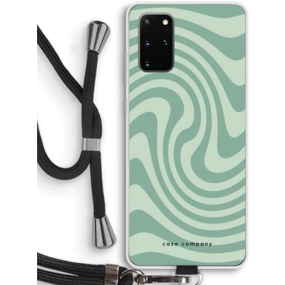 Afbeelding van Case Company® hoesje met Koord geschikt voor Samsung Galaxy S20 Plus Swirl Groen Telefoonhoesje Zwart Bescherming aan alle Kanten en Over de Schermrand