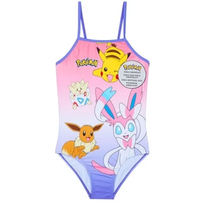 Afbeelding van Get Trend Badpak voor meisjes, eendelig, comfortabel en rekbaar, cadeau strand, zwembad vakantie, Multi Pokemon, 5 6 jaar