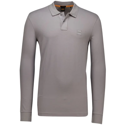 Afbeelding van Hugo Boss polo lange mouw Passerby slim fit poloshirt grijs effen