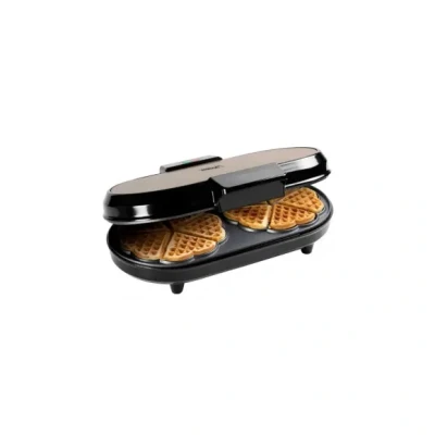 Afbeelding van Bestron dubbel Wafelijzer voor klassieke hartwafels, Wafelmaker met antiaanbaklaag &amp; indicatielampje, 1000 watt, kleur: Beige