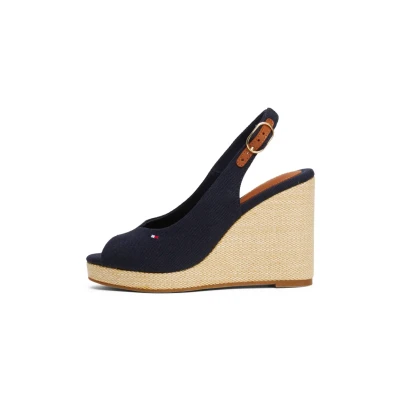Afbeelding van Tommy Hilfiger Sandalen met sleehak, Dames, Maat: 38, Space blue Textiel