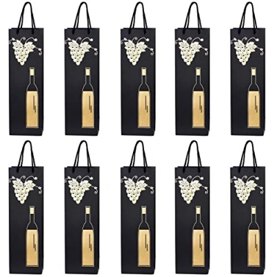 Afbeelding van 10 flessenzakken cadeauzakjes voor wijn, prosecco en champagne 40 x 12 9 cm fles wijnstok