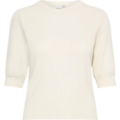 Afbeelding van ICHI Ihboston Tshirt basic, Dames, Maat: Medium, Almond milk