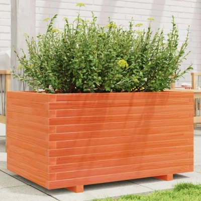 Afbeelding van Plantenbak 90x60x49,5 cm massief grenenhout wasbruin
