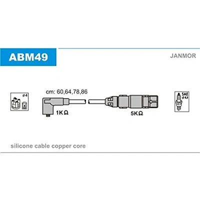 Afbeelding van JANMOR ABM49 Bougiekabelset VOLKSWAGEN: Golf 4, Caddy 3, Bora Saloon, AUDI: A3 Hatchback