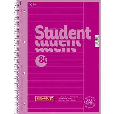 Afbeelding van Brunnen 1067925126 Studentennotitieblok, A4, gelinieerd, 25, 90 g/m², 80 vellen, roze