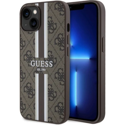 Afbeelding van Guess 4G Printed Stripe Back Case (MagSafe Compatible) Geschikt voor Apple iPhone 14 (6.1&quot;) Bruin