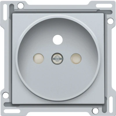 Afbeelding van Afwerkingsset voor stopcontact met penaarde en kinderveiligheid, inbouwdiepte 21 mm, sterling