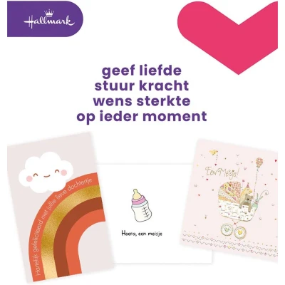 Afbeelding van Wenskaart Hallmark navulset geboorte dochter 6 kaarten