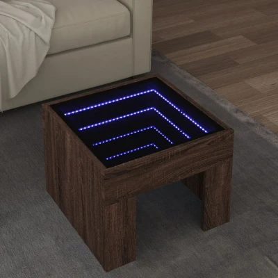 Afbeelding van Salontafel met Infinity LED 40x40x30 cm bruin eikenkleurig