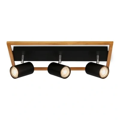 Afbeelding van BRILONER Plafondlamp 2138035 Draaibaar GU10 fitting Houttoepassing Zonder gloeilamp 43 x 20 12,5 cm Zwart
