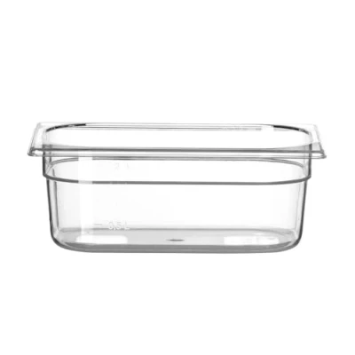 Afbeelding van HENDI Gastronomiecontainer temperatuurbestendig van 40 C tot 110 geur en smaakneutraal geschaald 2,8 l polycarbonaat GN 1/4 265 x 162 100 mm transparant