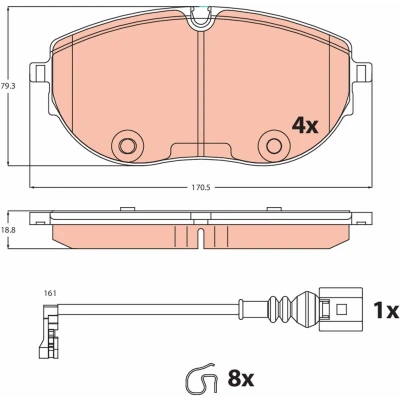 Afbeelding van TRW GDB2486 Remblokkenset VOLKSWAGEN: Transporter 6, 6 Bus, Multivan