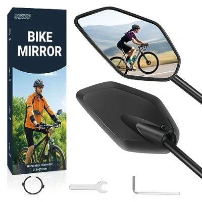 Afbeelding van Coicer E bike achteruitkijkspiegel links HD 360 draaibaar en opvouwbaar voor stuur, achteruitkijkspiegel, accessoires extra groot spiegeloppervlak (links +