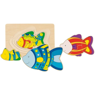 Afbeelding van Goki Houten 3 lagen Puzzel Vis