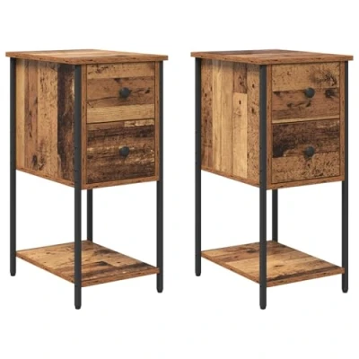 Afbeelding van vidaXL Nachtkastje 2 pcs Oud hout 32 x 42 70 cm Bewerkt