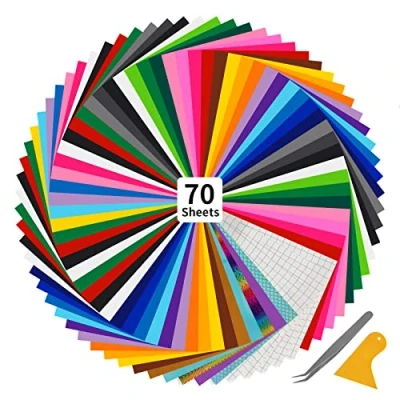 Afbeelding van Withosent Tracer film Vinyl, 70 stuks, Vinyl film, kleefstof plotterfolie 30x25 cm, 65 + 5 Transfer voor glas, bekers, raam, doe het zelf decoratie