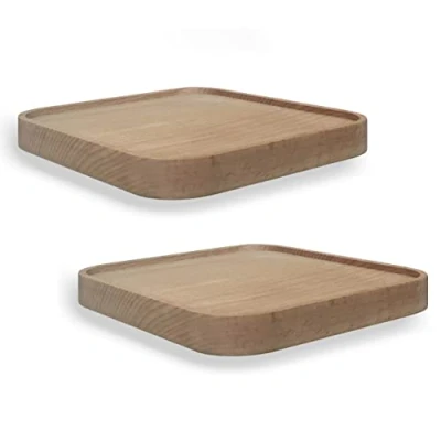 Afbeelding van anaan Raft WR 2045 Set van 2 vierkante zwevende houten wandplanken Kleine Decoratief rek Wandrek Wandmontage Wanddesign 18 cm Hout Quadrat