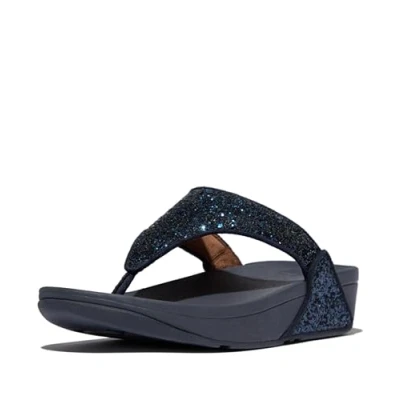 Afbeelding van Fitflop Lulu Teenschacht met pailletten, teenslippers voor dames, Zwarte glitter.