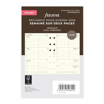 Afbeelding van Filofax Pocket 1 week op 2 pagina&#039;s katoen Franse crème 2025