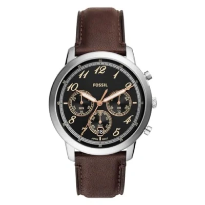 Afbeelding van Fossil Neutra herenhorloge, chronograaf uurwerk met roestvrijstalen of leren band, bruin en bruin, FS6024
