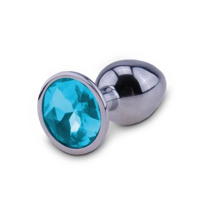 Afbeelding van Zilveren Buttplug met Blauw Juweel M