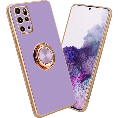Afbeelding van Cadorabo Hoesje geschikt voor Samsung Galaxy S20 PLUS in Glossy Licht Paars Goud met ring Beschermhoes van flexibel TPU silicone Case Cover camerabescherming en magnetische autohouder