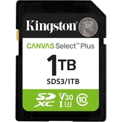 Afbeelding van Kingston Technology 1TB SDXC Canvas Select Plus Gen3 150MB/s C10 UHS I U3 V30