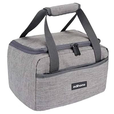 Afbeelding van Edihome Geïsoleerde lunchbox, 8 liter, voor op het werk, draagbaar, om te eten onderweg, grijs