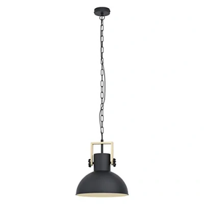 Afbeelding van EGLO Lubenham Hanglamp 1 lichts Ø30cm. E27 Zwart/hout