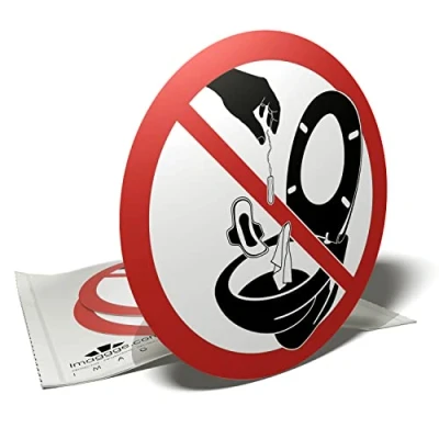 Afbeelding van Sticker voor toiletpot, gooi niets in het toilet 3 ronde stickers 9,5 cm
