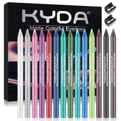 Afbeelding van Ownest 14 kleuren eyeliner, pareleyeliner, metallic glitter eyeliner voor dames, professionele kleurrijke oogmake upset