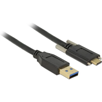 Afbeelding van USB A naar C kabel connector met 2 schroeven USB3.1 Gen tot 3A / zwart 1 meter