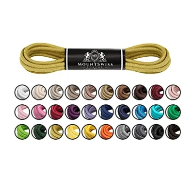 Afbeelding van Mount Swiss Luxury veters, rond, waterdicht, scheurvast, schoenveters van fijn gewaxt katoen Ø 2 3 mm, kleur: mosterd, lengte 100 cm.