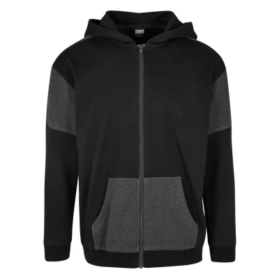 Afbeelding van Urban Classics Oversized Patch Sweater met rits, Heren, Maat: Small, Black charcoal