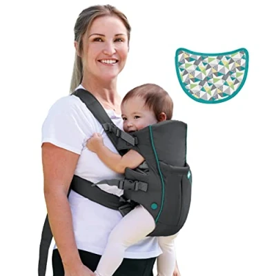 Afbeelding van Swift Classic Carrier ergonomische Babytrage mit 2 Tragepositionen und Tasche, graue verstellbare Hüftsitz Fronttasche zum Verstauen wichtiger Utensilien,