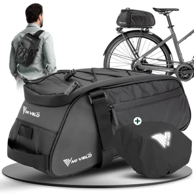 Afbeelding van MIVELO 3 in 1 bagagedragertas, fietstas voor bagagedrager, 9 liter, waterdicht, reflecterend, draagtas en schoudertas,